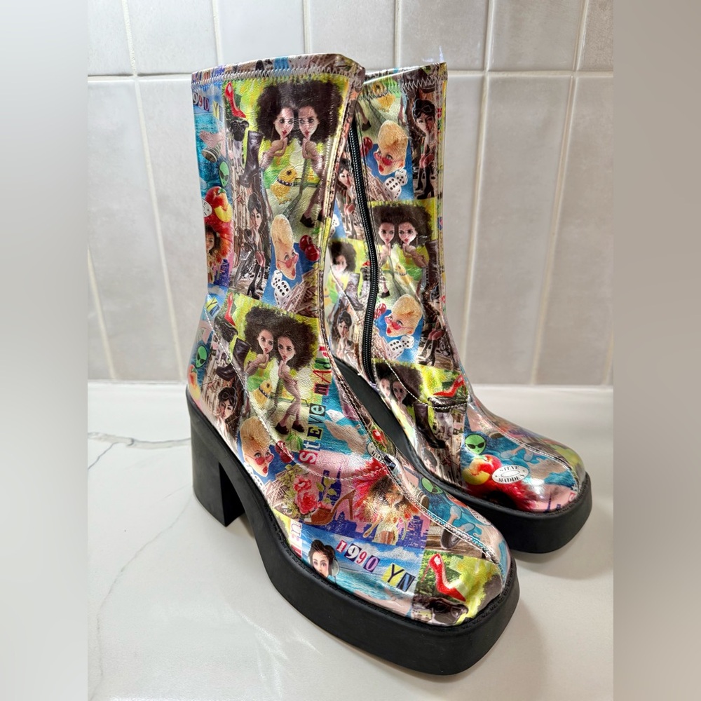 Steve Madden Women's Klayton Fashion Boot-Comic Print